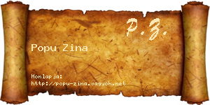 Popu Zina névjegykártya